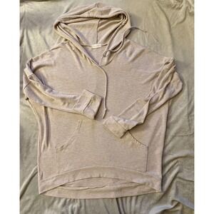 ENTI Hoodie Women Medium Oatmeal Knit Batwing Sleeve High-Low Pullover